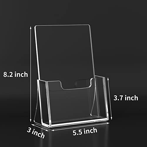 Brochure Holder 8.5 x 5.5 inches, Acrylic Flyer Holder with 2 Pack, Plastic Stands for Displaying Magazines, Pamphlets, Literature, Brochures, Booklets, Menu