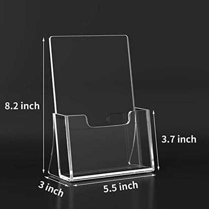 Brochure Holder 8.5 x 5.5 inches, Acrylic Flyer Holder with 2 Pack, Plastic Stands for Displaying Magazines, Pamphlets, Literature, Brochures, Booklets, Menu