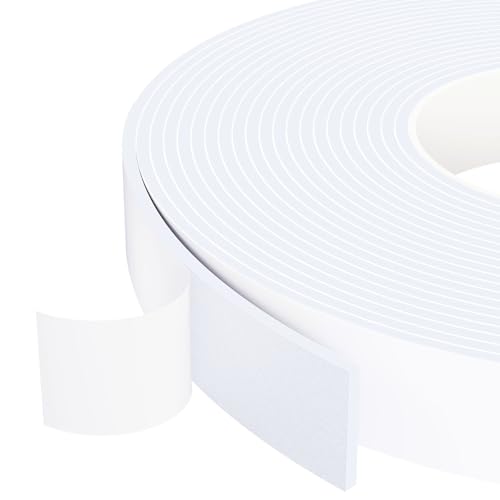 1 in Wide x 1/8 in Thick x 33FT Foam Weather Stripping Door Seal,Window Sealing Tape，Single-Sided Self-Adhesive Insulation Sealing Strip White