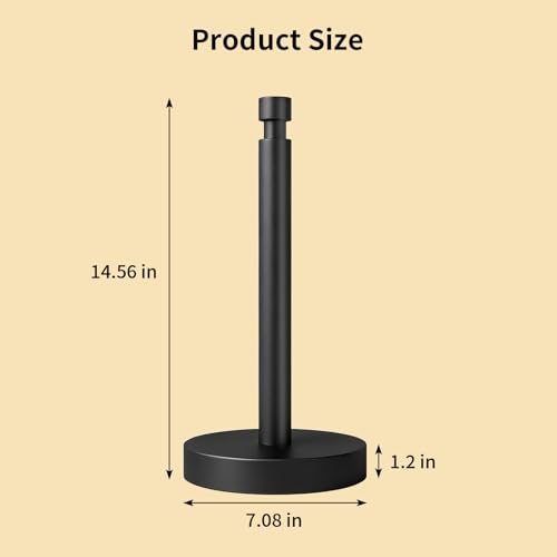 3.9lbs Heavy Duty Paper Towel Holder, Weighted Base, Modern Standing Countertop Stainles Steel Dispenser for Kitchen (Matte Black) | Stainles Steel,Modern Standing Countertop Dispenser for Kitchen,Easy One-Handed Tear