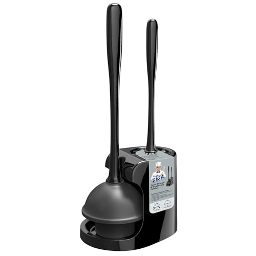 Toilet Plunger and Bowl Brush Combo for Bathroom C... (Black | Nylon Rubber)