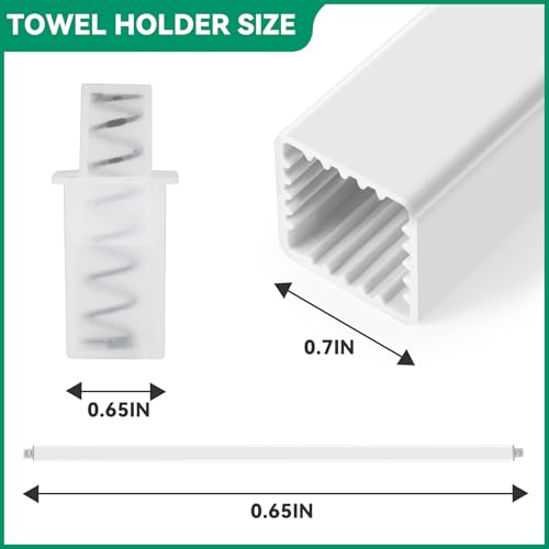 24-Inch Spring End Wall-Mounted Towel Bar, Adjustable Sturdy Plastic Towel Holder for Bathroom Kitchen Towel Storage White