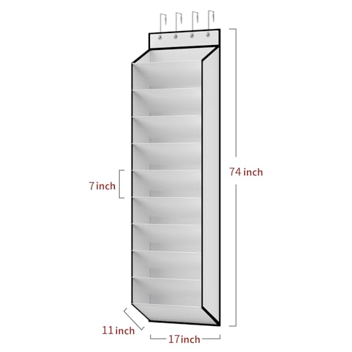 KEEPJOY 10 Tiers White Over Door Shoe Organizer Storage, Hanging Shoe Holder for Door with Large Deep Pockets, Fit 20-30 Pairs Shoe Rack for Sneakers, Boots (White)