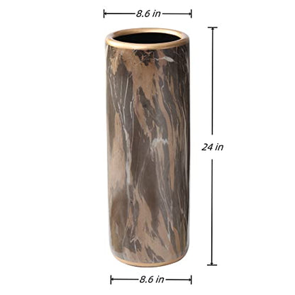 24" H Marble Pattern Ceramic Umbrella Stand Entryway Umbrella Holder | Contemporary Umbrella Rack Porcelain Floor Vase for Storing Canes Walking Sticks for Entryway Porch Indoor Home Decor
