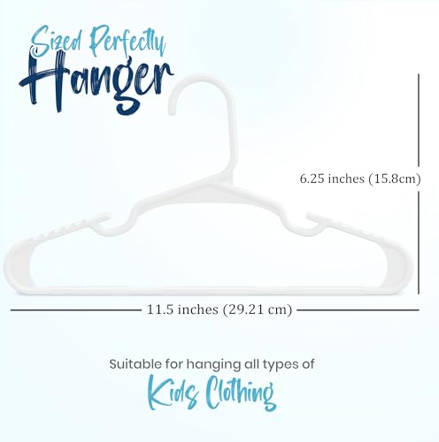 Utopia Home Kids Hangers 100 Pack – 11.5 Inch Baby Closet Hangers White | Plastic baby hangers | Fits children's & infant clothes | Gentle on delicate garments
