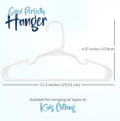 Utopia Home Kids Hangers 100 Pack – 11.5 Inch Baby Closet Hangers White | Plastic baby hangers | Fits children's & infant clothes | Gentle on delicate garments