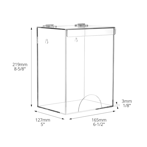 QWORK 2 Pack Acrylic Dispenser for Hairnet, Laundry Pods, Face Mask, Wall-Mount or Countertop, Clear Organizer for Disposable Items - Fits Masks, Gloves, Hairnets, 8.25"H x 6.5"W x 5"D