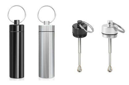 Portable Keychain Spice Jar with Adjustable Spoon,... (Black, Silver)