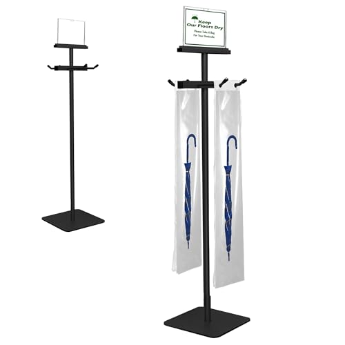 Umbrella Bag Stand, Umbrella Holder Stand with Free 200 Disposable Large Plastic Umbrella Bags, Wet Umbrella Bags Stand