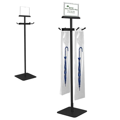 Umbrella Bag Stand, Umbrella Holder Stand with Free 200 Disposable Large Plastic Umbrella Bags, Wet Umbrella Bags Stand
