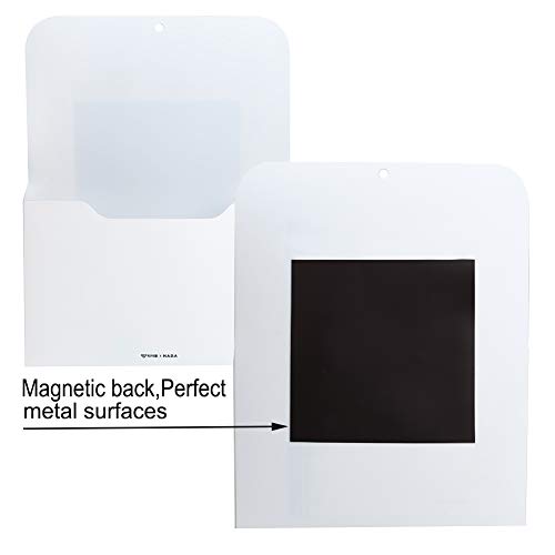 Marbrasse 2 Pack Magnetic File Holder - Paper Holder, Pocket Organizer,Hanging Wall File Organizer Office Supplies Storage, Magazine Mail Organizer Case for Notebooks,Planners,Letter (2 Pack)