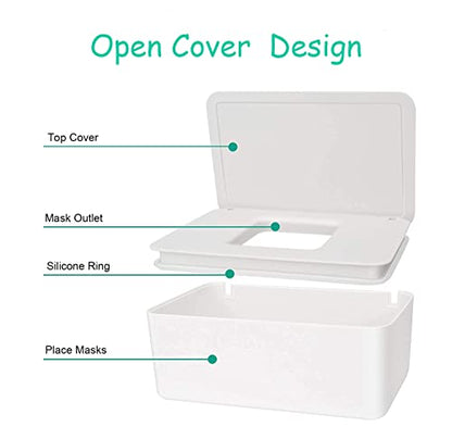 Moorfowl Face Mask Dispenser Mask up Conatainer 8.2" L x 4.9" W x 3.9" H | Mask Container Storage Tabletop Face Covering Organizer Box for Home, Office, Entryways, Schools