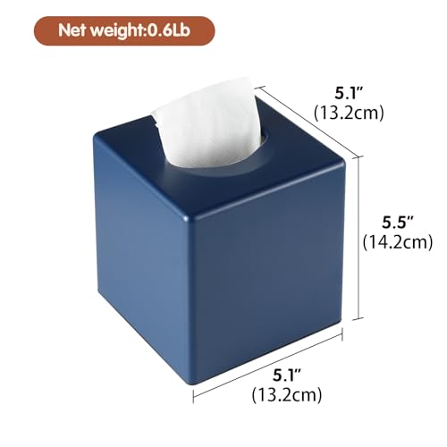 Tissue Box Cover, Square Facial Cube Tissue Box Holder, Storage Accessories for Bathroom Vanity, Bedroom Countertops, Dressers, Night Stand, Parlors and Offices - Navy Blue