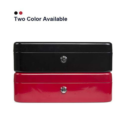 KYODOLED Locking Cash Box with Lock,Money Box with Cash Tray,Lock Safe Box with Key,Money Saving Organizer,11.81Lx 9.45Wx 3.54H Inches,Red XL Large