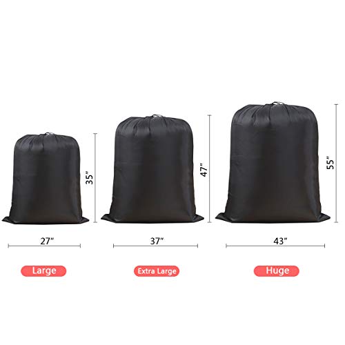 Extra Large Laundry & Storage Bag (43"x55", Black) | Lightweight, Dust & Moisture. Ideal for Blankets, Clothes, Pillows & Cushions for Moving, Dorms, Travel & Camping