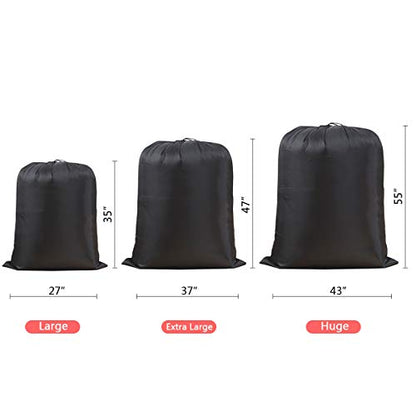 Extra Large Laundry & Storage Bag (43"x55", Black) | Lightweight, Dust & Moisture. Ideal for Blankets, Clothes, Pillows & Cushions for Moving, Dorms, Travel & Camping