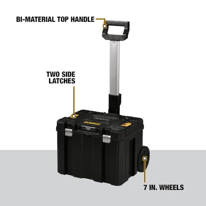 DEWALT Tool Box with Wheels Modular, Large Rolling Tool Box With Telescopic Handle, Portable Carrier Deep Stackable TSTAK Storage (DWST17820)