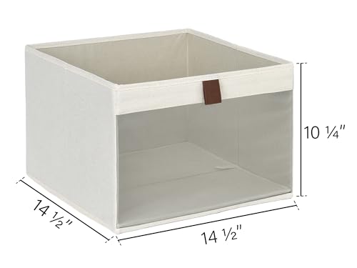 StorageWorks Closet Storage Bins, Extra Large Storage Baskets with Clear Window and Handles, Foldable Fabric Organizer for Clothes, Shelves, Beige, 3 Pack