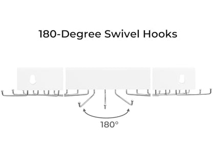 StorageWorks Tie Rack with 20 Hooks, 2 Set Wall Mounted Wood Hanger, White