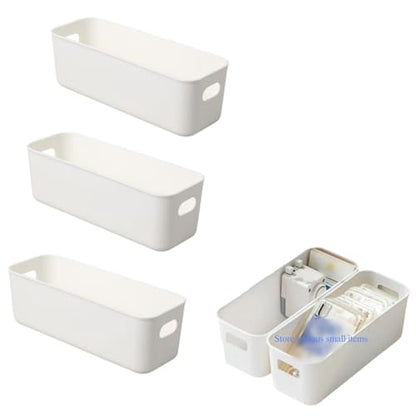 Multi-purpose small storage bins, Storing phone cases, socks, stationery,small items. PP plastic,Organizer and Storage for Sinks,Bathroom, Bedrooms, Vanity tables，Kitchens.10.5x 3.9x 3.5 Inch (3)