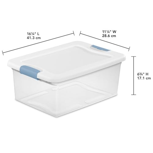 15 Qt Latching Storage Box, Stackable Bin with Lat... (12 Count | White | Plastic)