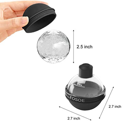 Silicone Ice Ball Molds for Whiskey - Set of 4 Round Makers with Lids for Cocktails, Bourbon, and Drinks