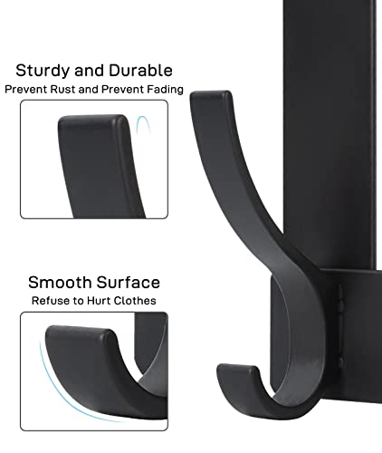 Optish Over The Door Hooks, Door Hanger Hooks for Hanging, Over The Doors Towel Racks for Bathroom with 12 Coat Hook, Coat Rack Bathroom Accessories（2 Pack, Black）