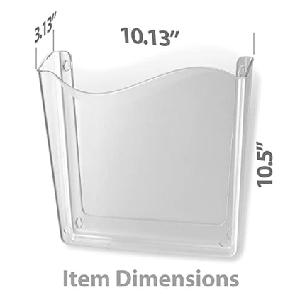Officemate Vertical Wall File, Letter Size, Durable Unbreakable Plastic Organizer, Mountable Wall or Partition File Holder, Clear (21674)