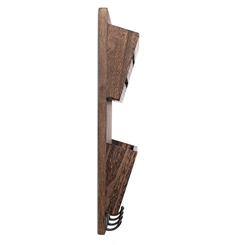 MOOACE Mail Organizer Wall Mount, Wood Mail and Key Holder with Hooks | 2-Slot Mail Sorter Organizer, Office File Organizer Letter Folder for Home Farmhouse Entryway Wall Decor