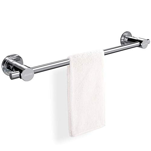 BOPai 24 inch Suction Cup Towel Bar, Chrome | Repositionable & Powerful Vacuum Suction