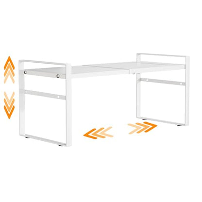 Expandable Cabinet Shelf Organizer Riser for Kitchen Pantry Cupboard Under Sink Countertop,Kitchen Cabinet Shelf (White) | Expandable