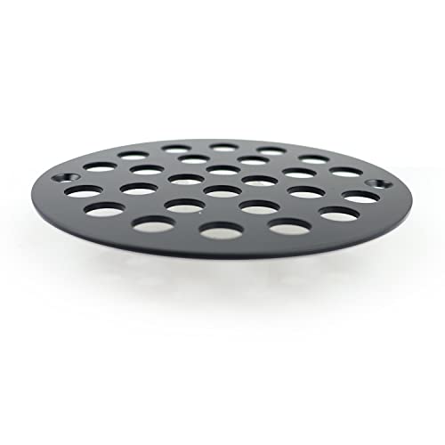 4 Inch Screw-in Round Shower Drain Cover Replacement Floor Drainer with Screws (Black) | Replacement Floor Drainer with Screws, 304 stainless steel drain grill filters debris, fits most household shower drains