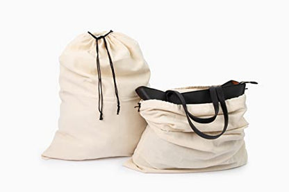 Organic Cotton Dust Proof Storage Bags for Handbags - Large Purse Storage Bags - Dust Bag Cover for Expensive Purses & Handbags - Extra-Large Cotton Drawstring Storage Bags (3 Bags - 26"x20")