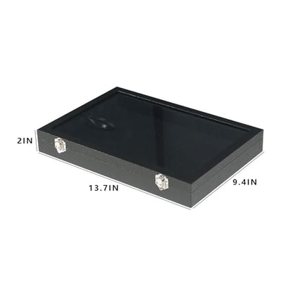 Coward Jewelry Organizer Box, Black Velvet Blank Display Tray Case with Lid for Storage Necklaces Bracelets Rings Beads and Jewelry Accessories