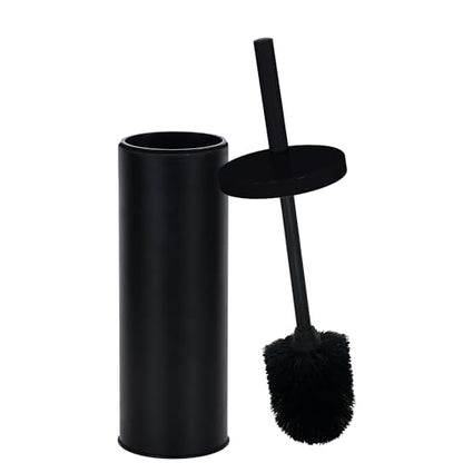 Deep & Sturdy Toilet Bowl Brush with Holder - Durable Scrubbing - Toilet Cleaners - Household Essentials - Silicone Brush - Bathroom Cleaner - Cleaning Supplies - Household Supplies, Matte Black