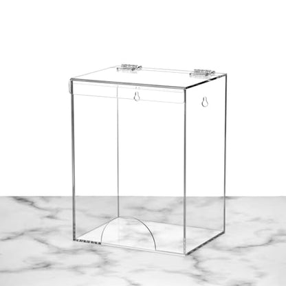 QWORK 2 Pack Acrylic Dispenser for Hairnet, Laundry Pods, Face Mask, Wall-Mount or Countertop, Clear Organizer for Disposable Items - Fits Masks, Gloves, Hairnets, 8.25"H x 6.5"W x 5"D