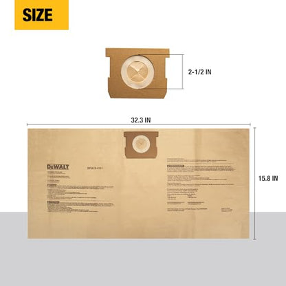 3 Pack DEWALT Dust Bag DXVA19-4101, for 6-10 Gallon Wet/Dry Vacuum, DEWALT Vacuum Bags, Compatible with DXV06P DXV09P DXV09PA DXV10P DXV10PL DXV10S DXV10SA DXV10SB