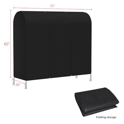 Zilink Garment Rack Cover Large Garment Bags Protector 72 in, Black | Dustproof, Breathable, 2 Durable Zippers, Clothes Rack Cover, Cothing Rack with Cover for Garment Rack (Rack Not Included)