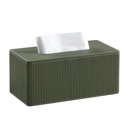 PU Leather Tissue Box Cover Rectangle Tissue Box H... (Green | Faux Leather)