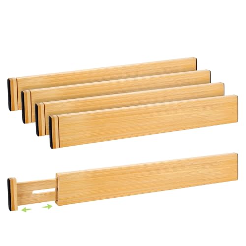 Drawer Divider, Adjustable Bamboo Kitchen Drawer O...