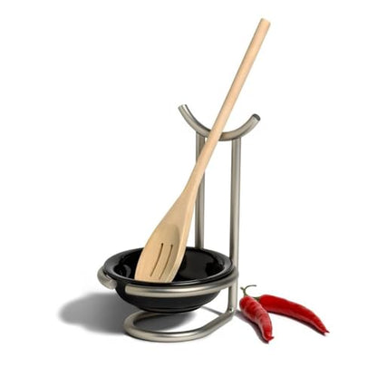 Spectrum Euro Spoon Rest with Ceramic Dish Upright... (Steel, Ceramic)