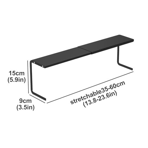 Extendable Small Narrow Shelf for Windowsill Kitchen, Spice Rack Organizer | Black, 1pc, Stackable, Tall Windowsill Plant Shelf, For Narrow Space Countertop Storage, Sturdy & Durable, Holds Up to 33 lbs
