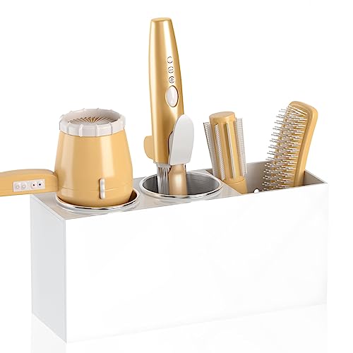 Hair Tool Organizer Wall Mount, Hair Dryer Holder... (White | Acrylic)