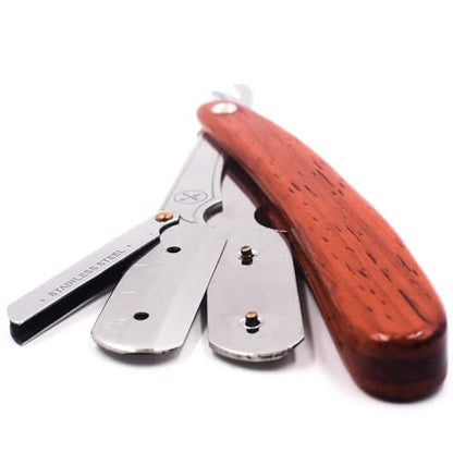 Parker SRRW Rosewood Handle Barber Straight Razor & 5 Blades | Rosewood Handle, Stainless Steel Arm And Clip-Lock Blade Holder Deliver Dependable Balance. Includes 5 Premium Razor Blades.