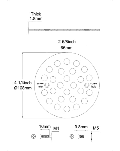 4-1/4 Inch Screw-in Round Floor Drain Cover Black | Replacement Shower Drainer Grates, 304 stainless steel drain grill filters debris, fits most household Shower Drain Cover