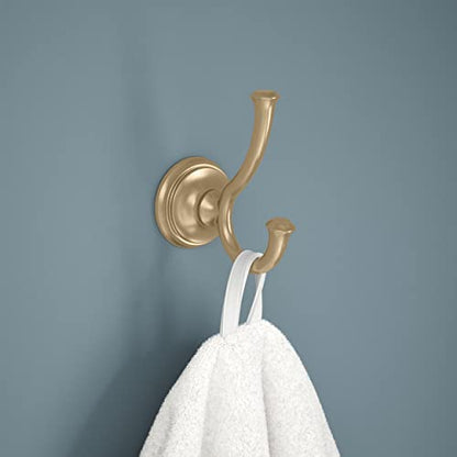 Delta Double Towel Hook for Bathroom or Kitchen| Champagne Bronze | Cassidy Accessories