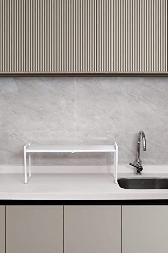 Cabinet Shelf Organizer Expandable, 12 Inch Deep A... (White | Iron)