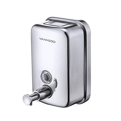 Commercial Soap Dispenser Wall Mount Stainless Steel, 17 fl.oz. | 500ml Manual Liquid Pump Rust-Proof Leak Free for Bathroom