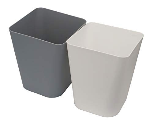 1.6 Gallon Small Trash Can Wastebasket for Kitchen Office Bathroom,Pack of 2(White+Gray)