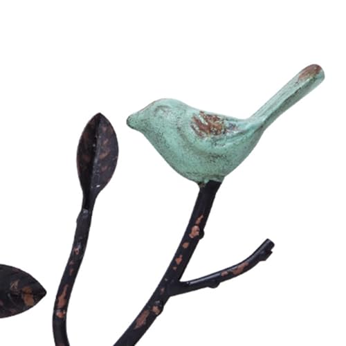Vintage Wall-Mounted Coat Rack with 3 Hooks, Birds Standing on Tree Branch with Rustic Paint Heavy Duty Wall Hanging Key Holder, Farmhouse Coat Hooks for Towels, Hats, Scarves